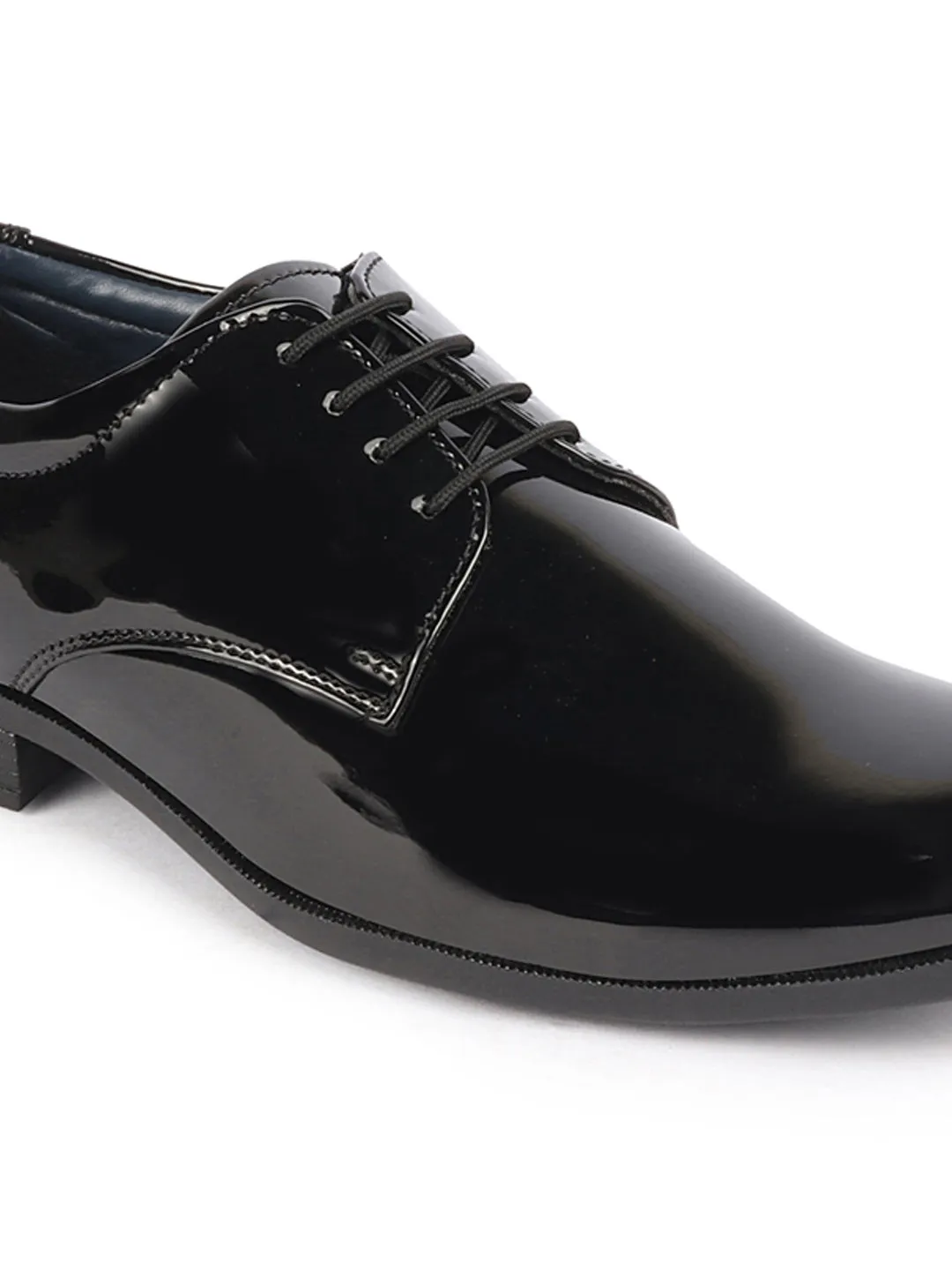 Men Black Patent Leather Shine Party Wedding Pointed Toe Lace Up Derby Shoes