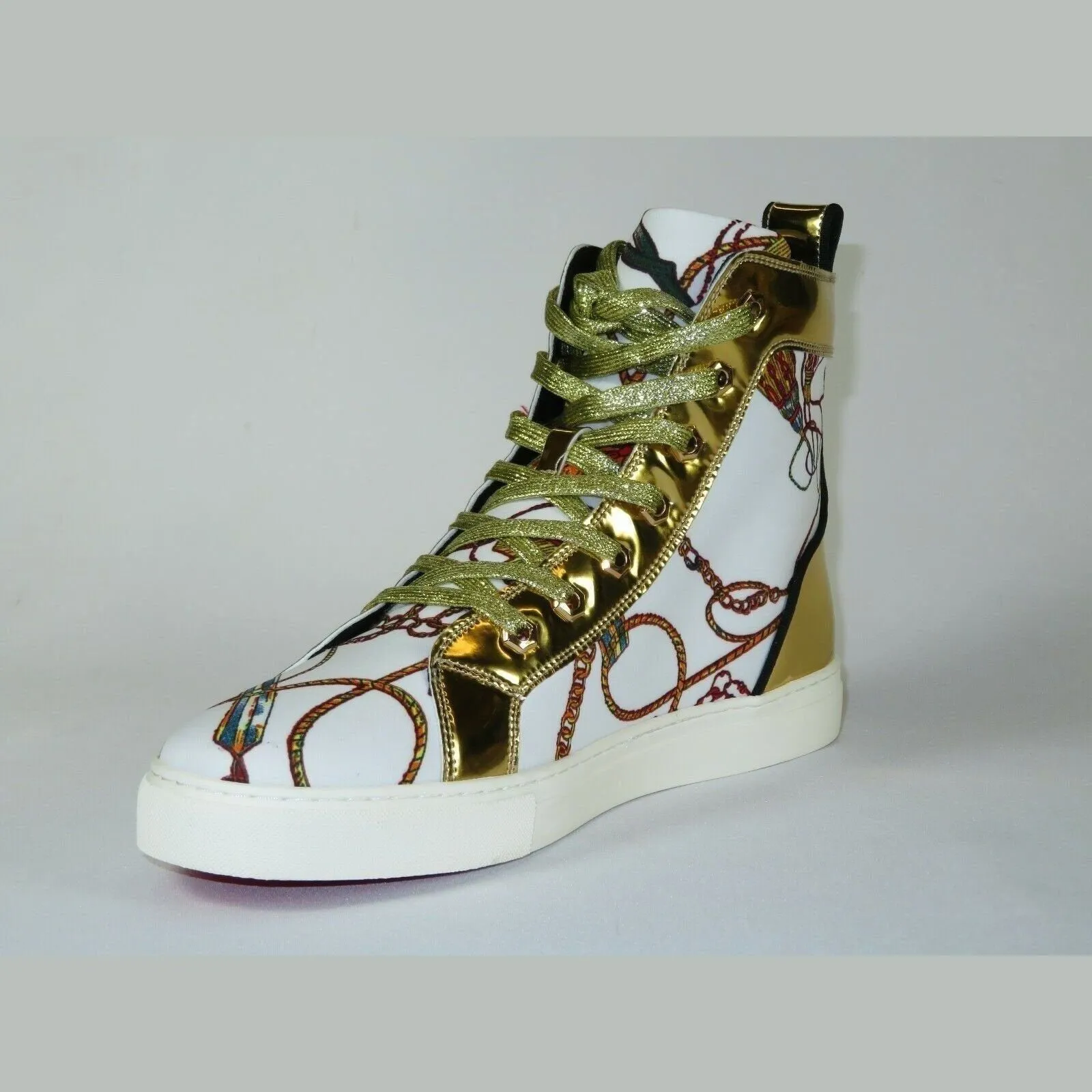 Mens High Top Shoes FIESSO by AURELIO GARCIA Chain Medusa Celebrity 2421 White