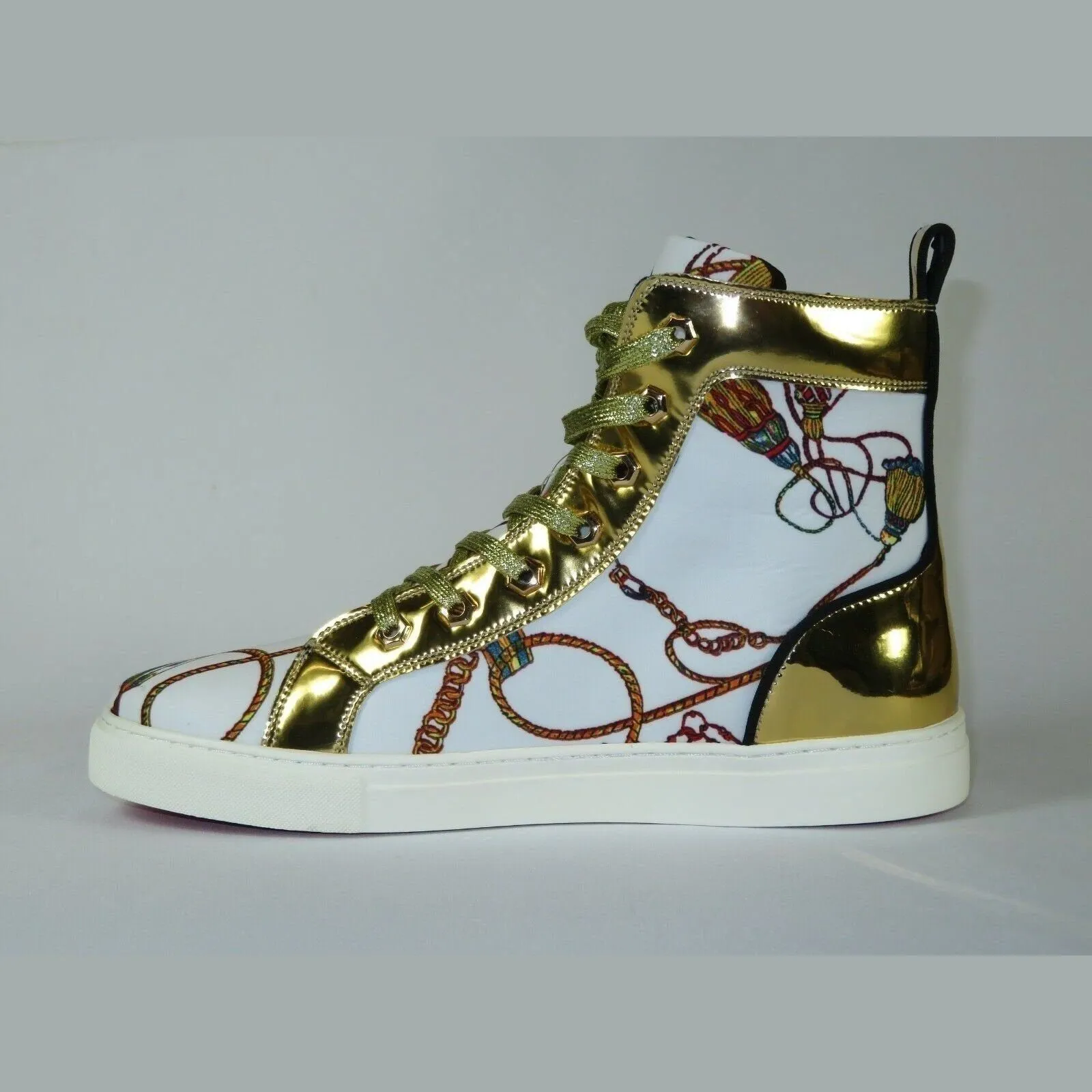 Mens High Top Shoes FIESSO by AURELIO GARCIA Chain Medusa Celebrity 2421 White