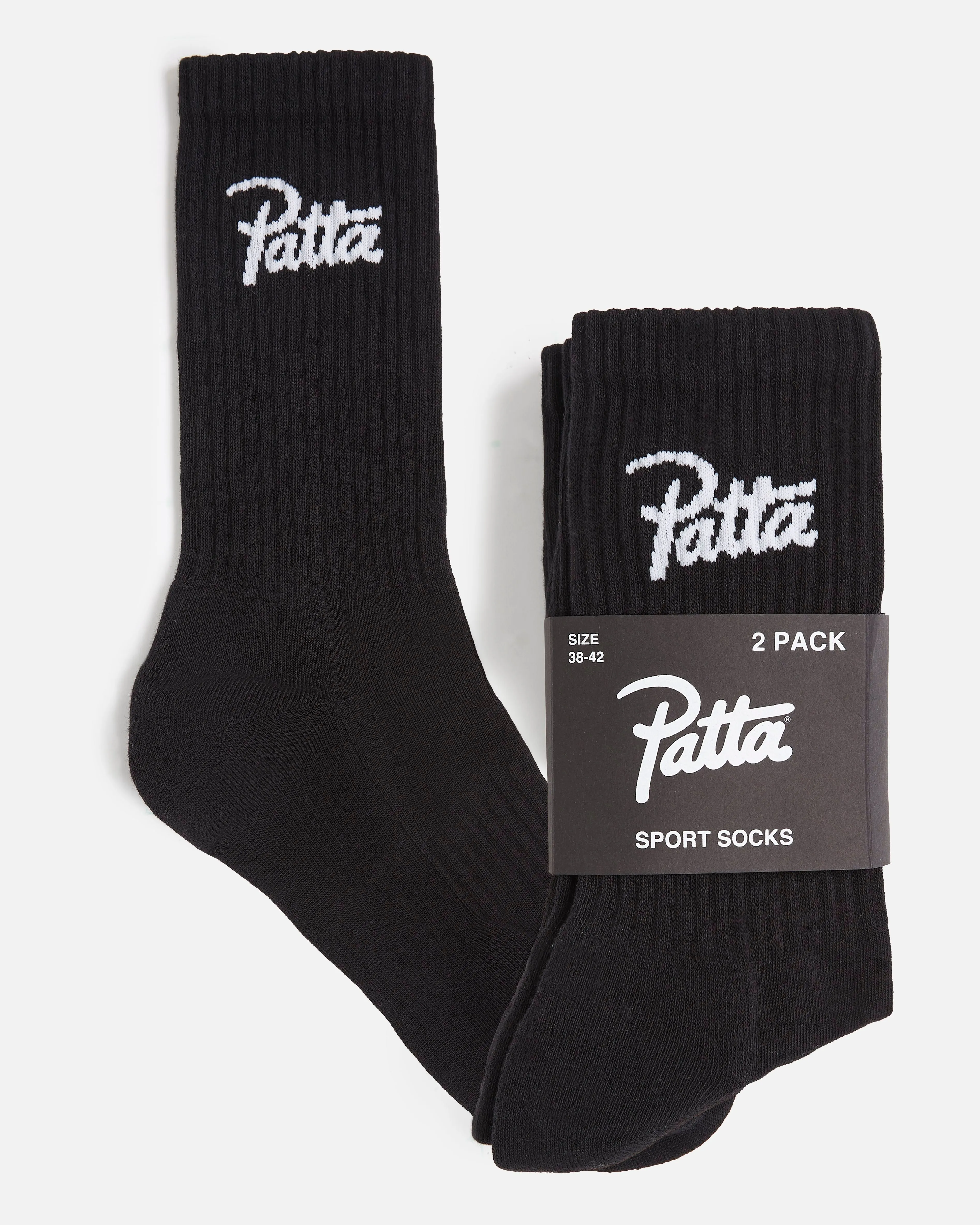 Patta Script Logo Sport Socks 2-Pack (Black)