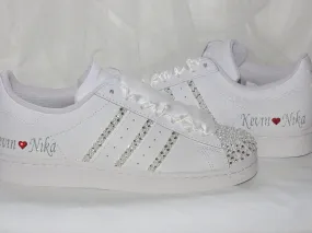 Personalised Crystal & Pearl Wedding Adidas Trainers