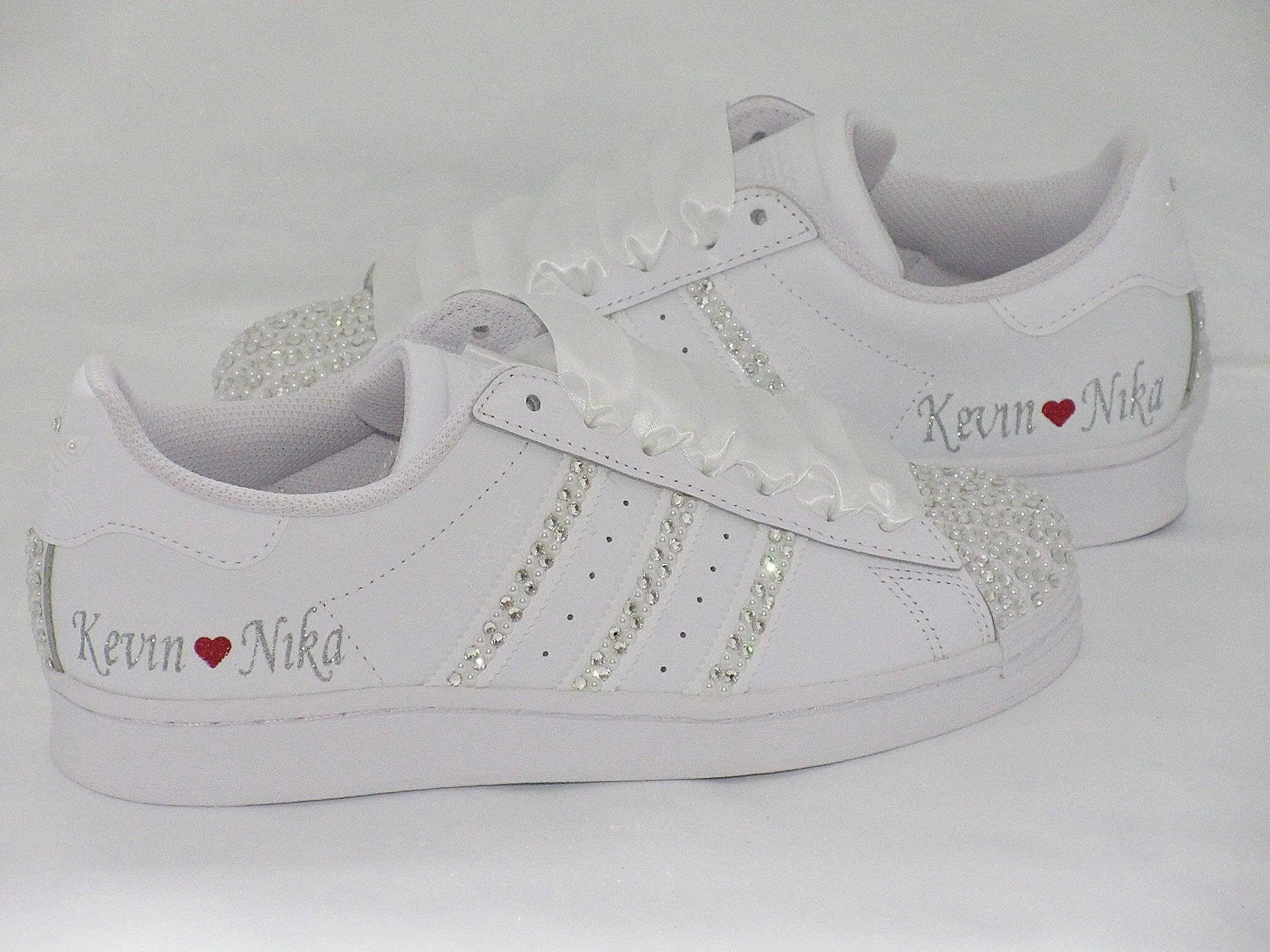 Personalised Crystal & Pearl Wedding Adidas Trainers