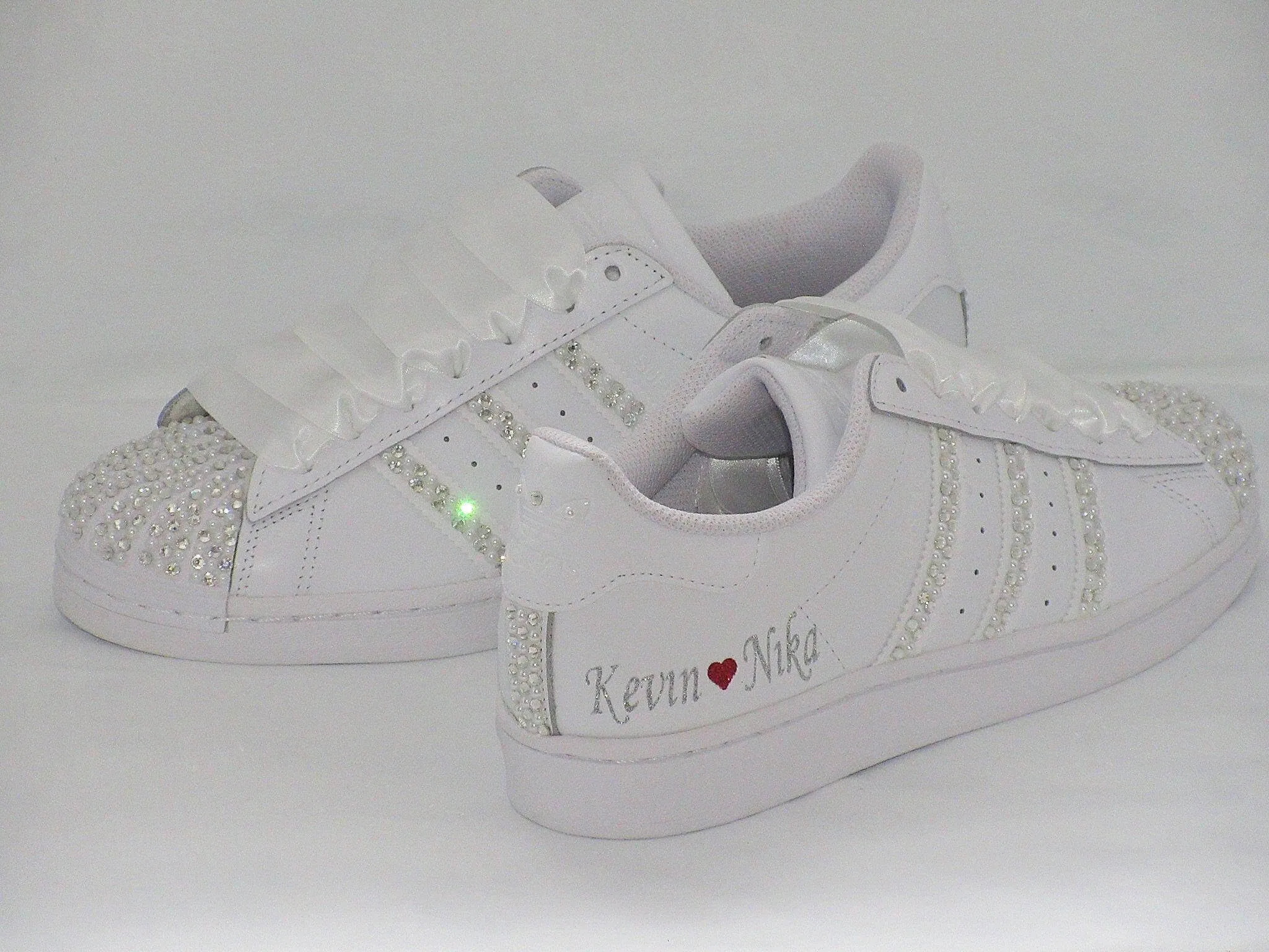 Personalised Crystal & Pearl Wedding Adidas Trainers