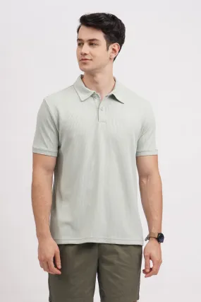 Relaxed Fit Waffle Knit Polo with Embroidery