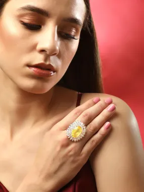 Rubans AD Yellow Stone Cocktail Ring