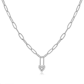 Silver Heart Lock Chain Necklace