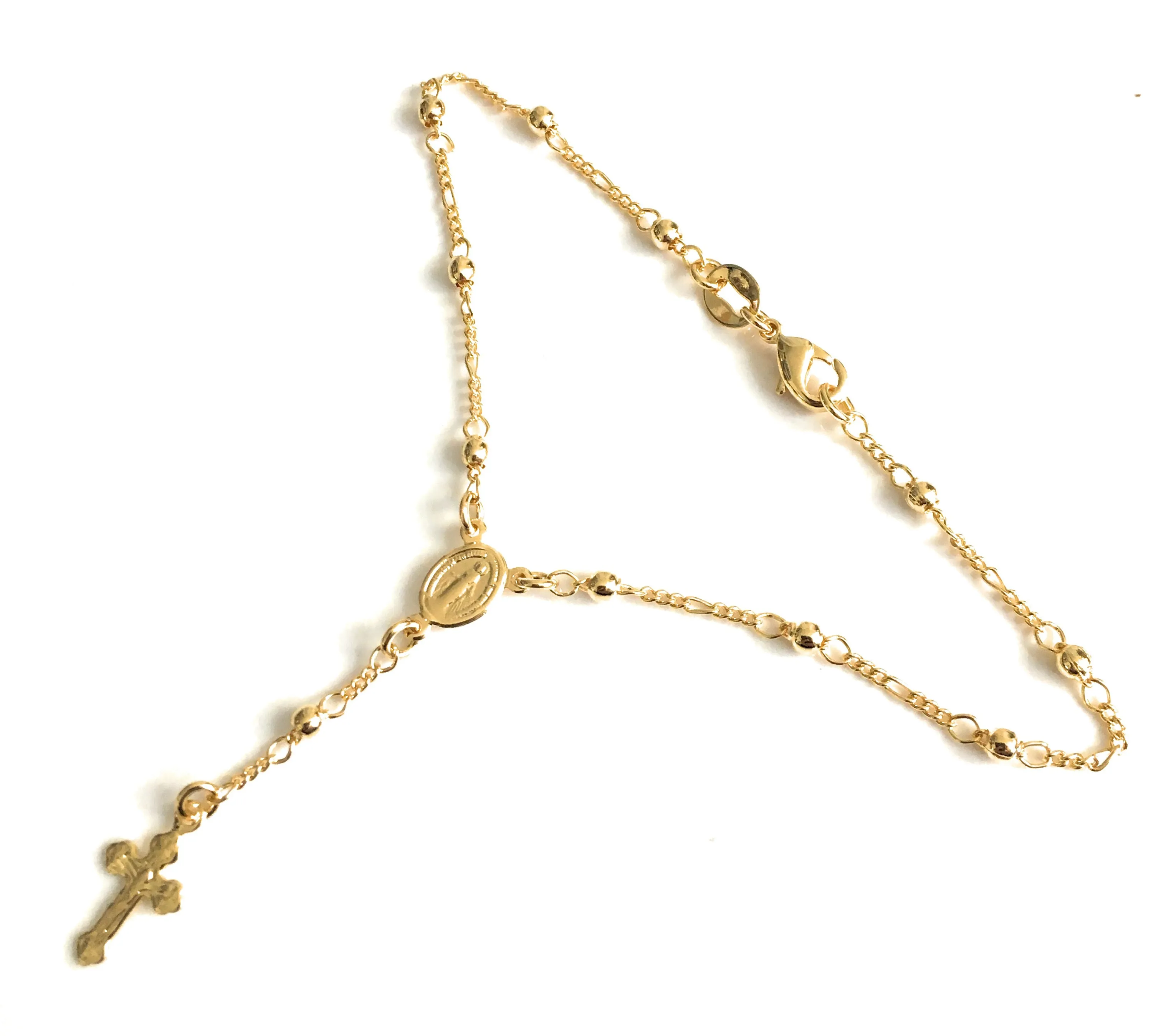 Small Rosary Bracelet 18K Gold Plated Ball Chain Mini Rosaries