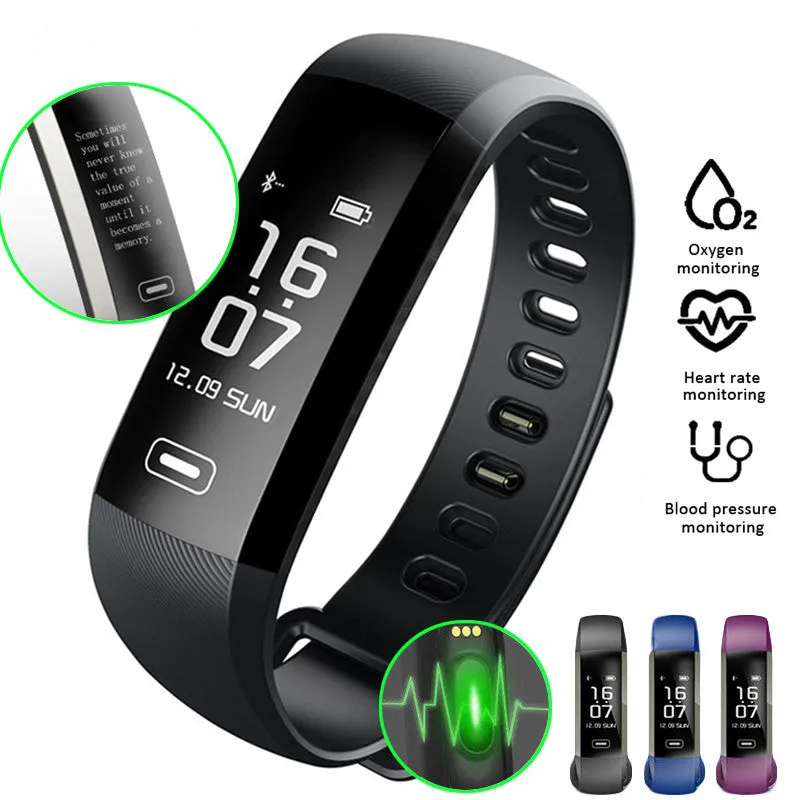 Smart Bracelet Bluetooth Smart Wristband Heart Rate Blood Pressure Monitor Sports Fitness And Health Tracker