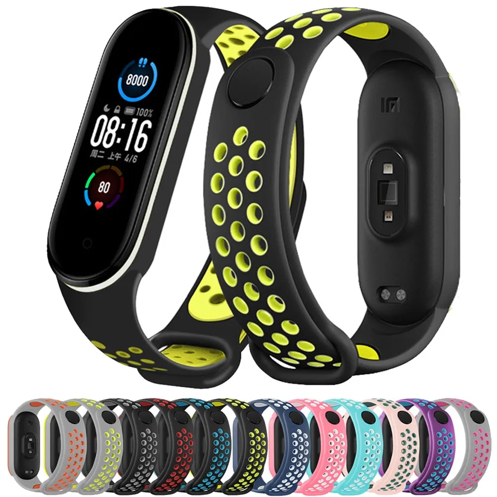 Sport Silicone Strap for Mi band 6, 5, 4, and 3