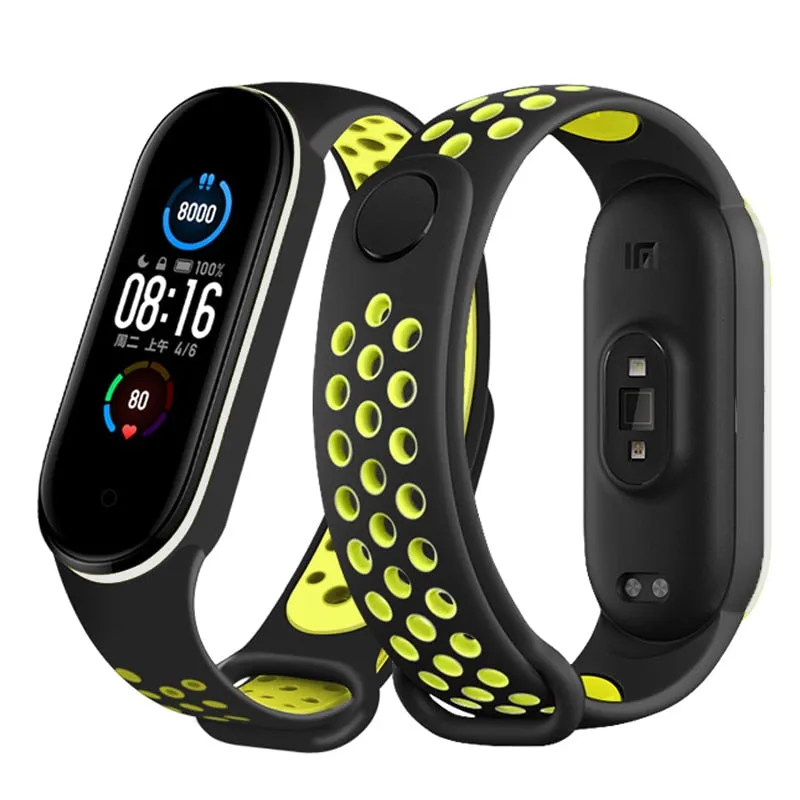 Sport Silicone Strap for Mi band 6, 5, 4, and 3