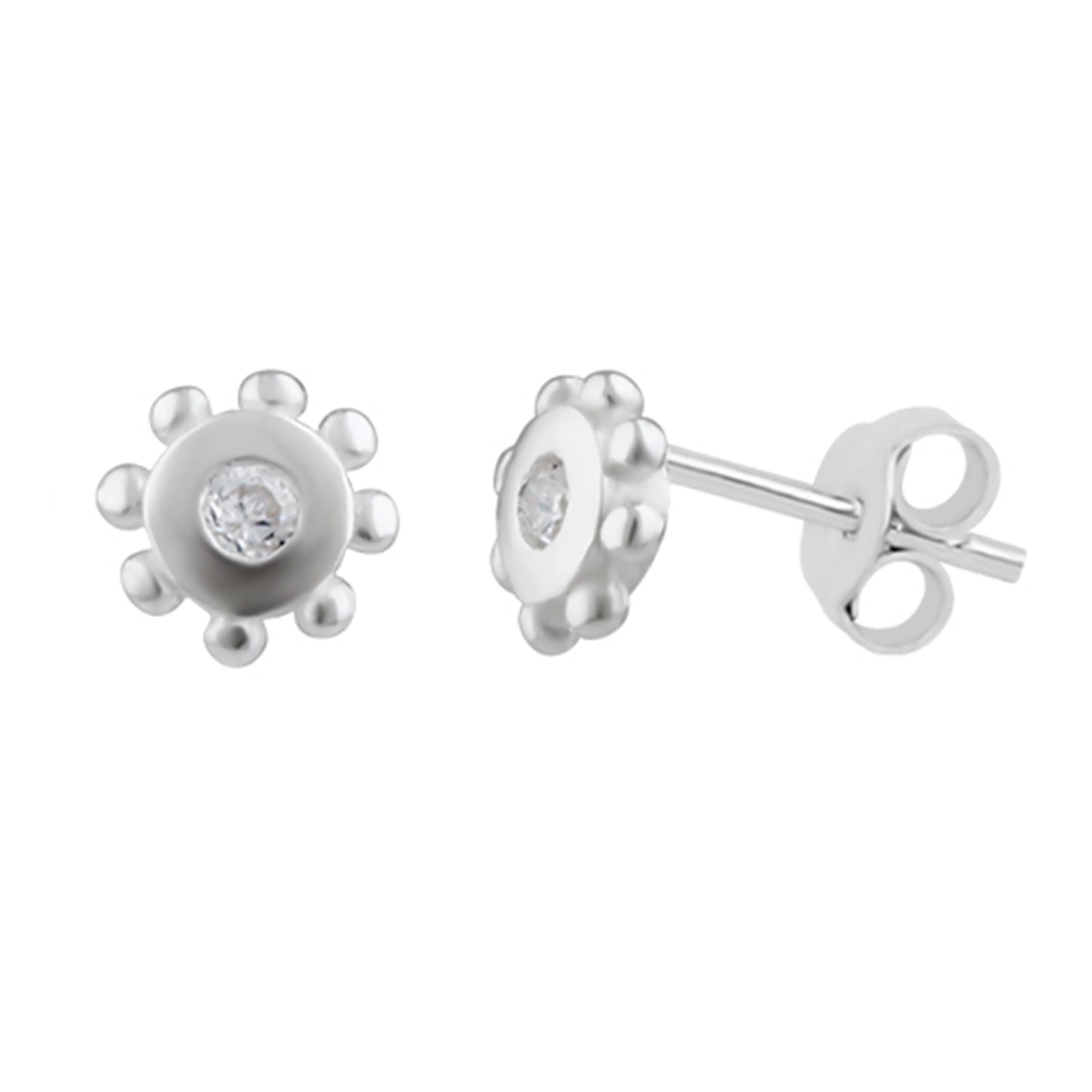 Sun Stud Earrings - Silver