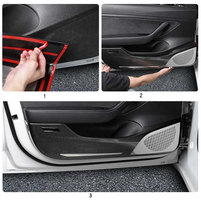 TAPTES® Carbon Fiber Door Antit Kick Guard Panel/Protector Cover for Tesla Model 3 Model Y 2021-2023 2024