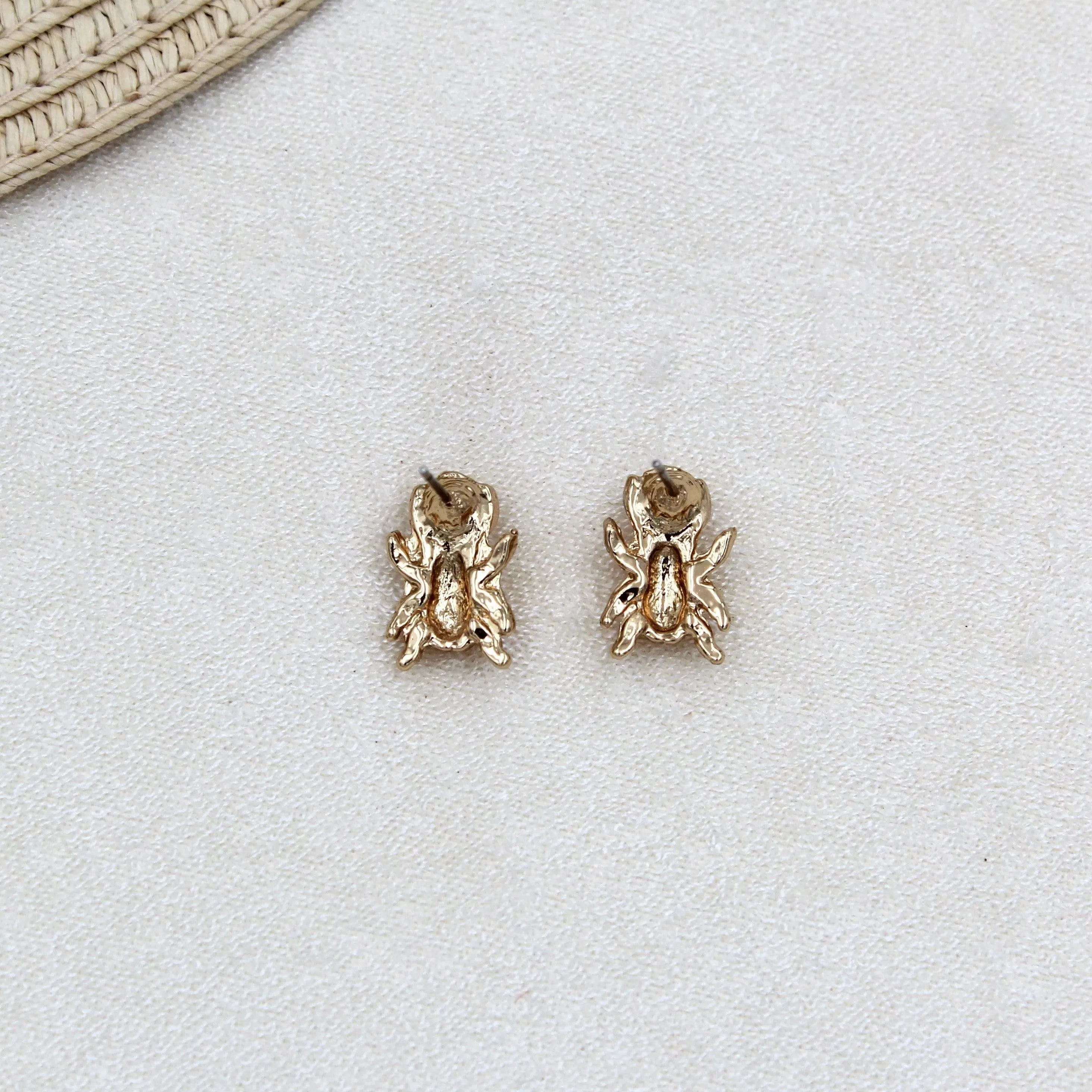 TFC Beetle Bugs Pearl Gold Plated Pearl Stud Earrings