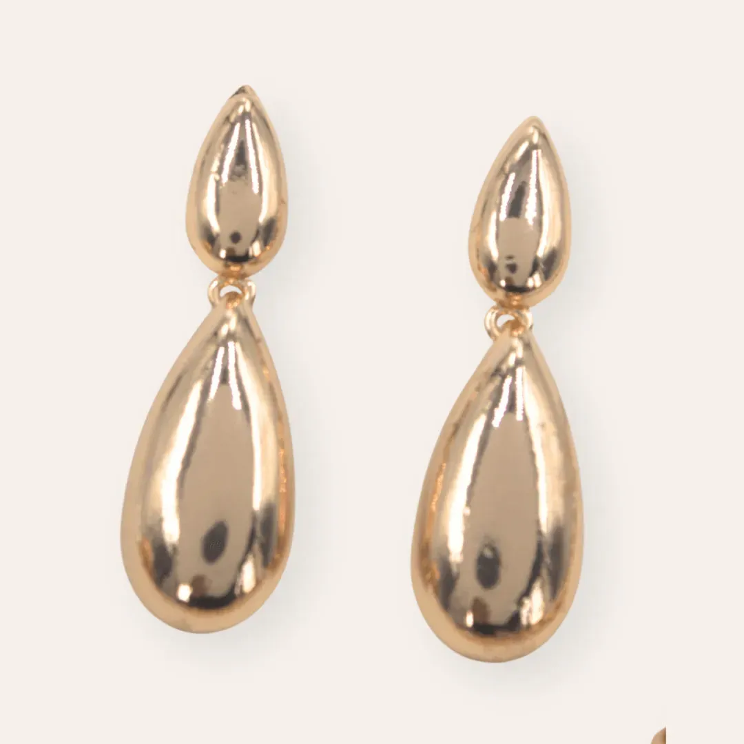 TFC Bold Double Drop Gold Plated Dangler Earrings