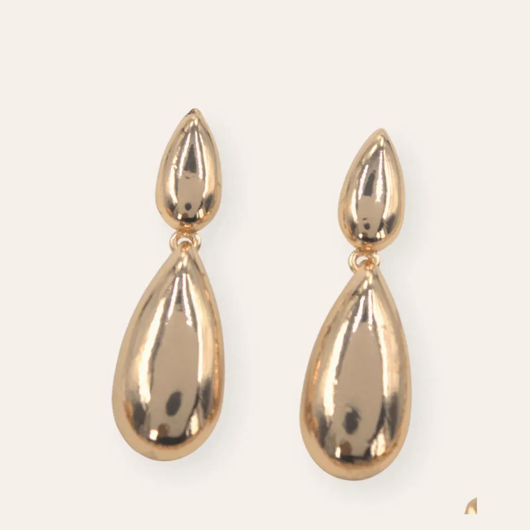 TFC Bold Double Drop Gold Plated Dangler Earrings