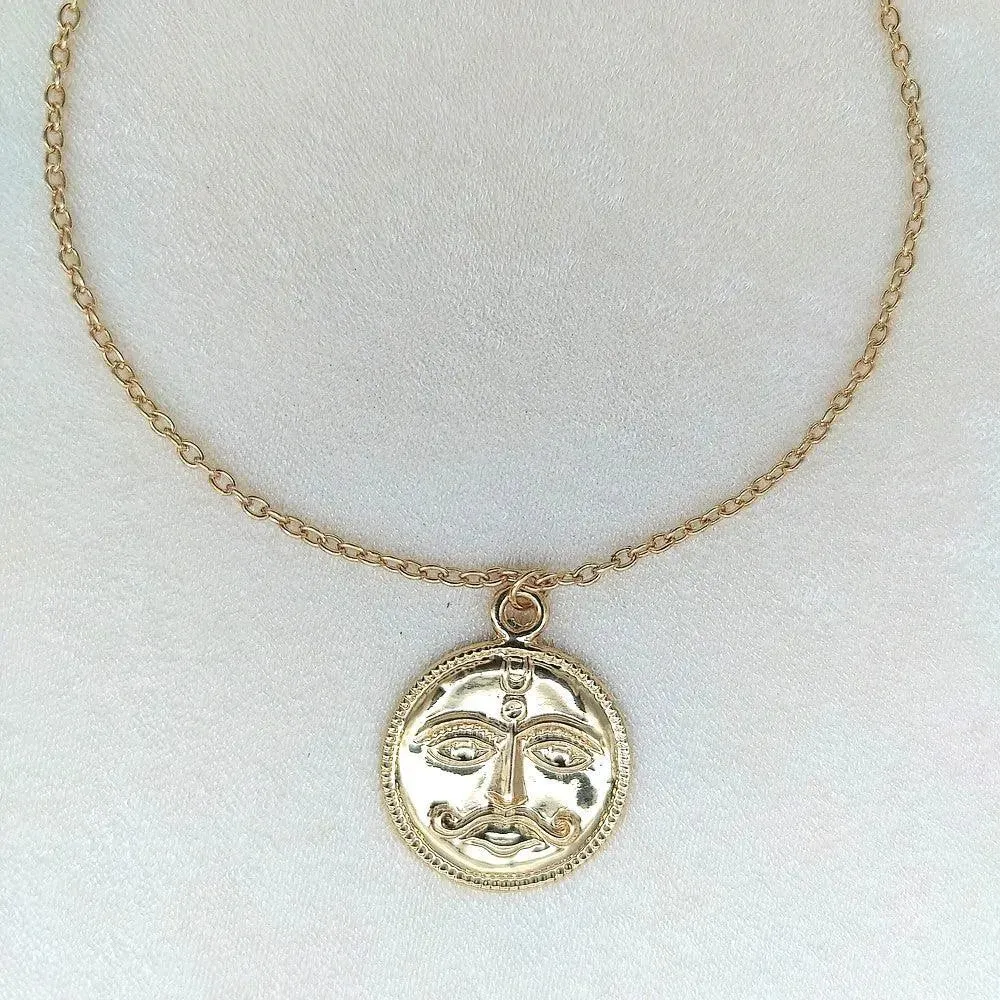 TFC Sunface Extraordinaire Gold Plated Pendant Necklace