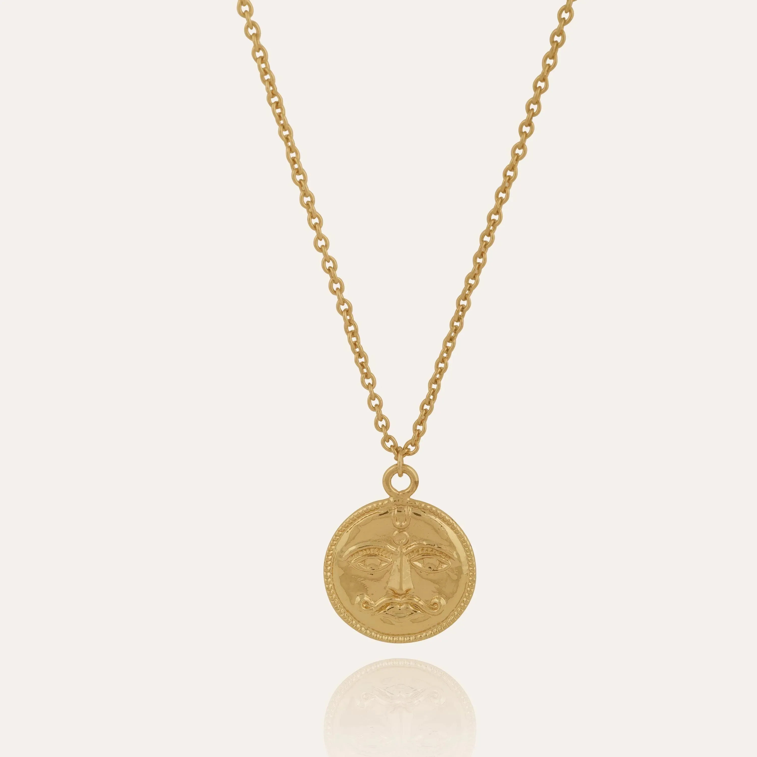 TFC Sunface Extraordinaire Gold Plated Pendant Necklace