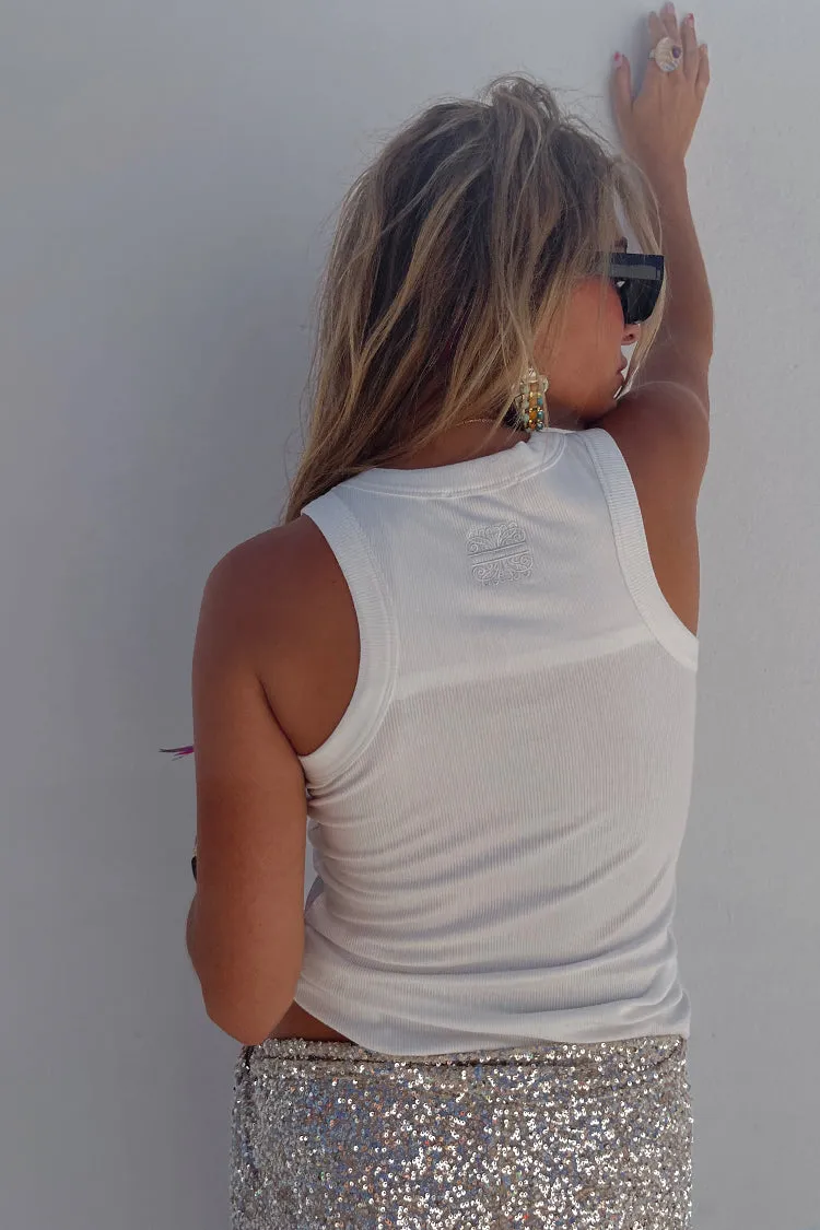 White Ribbed Tank