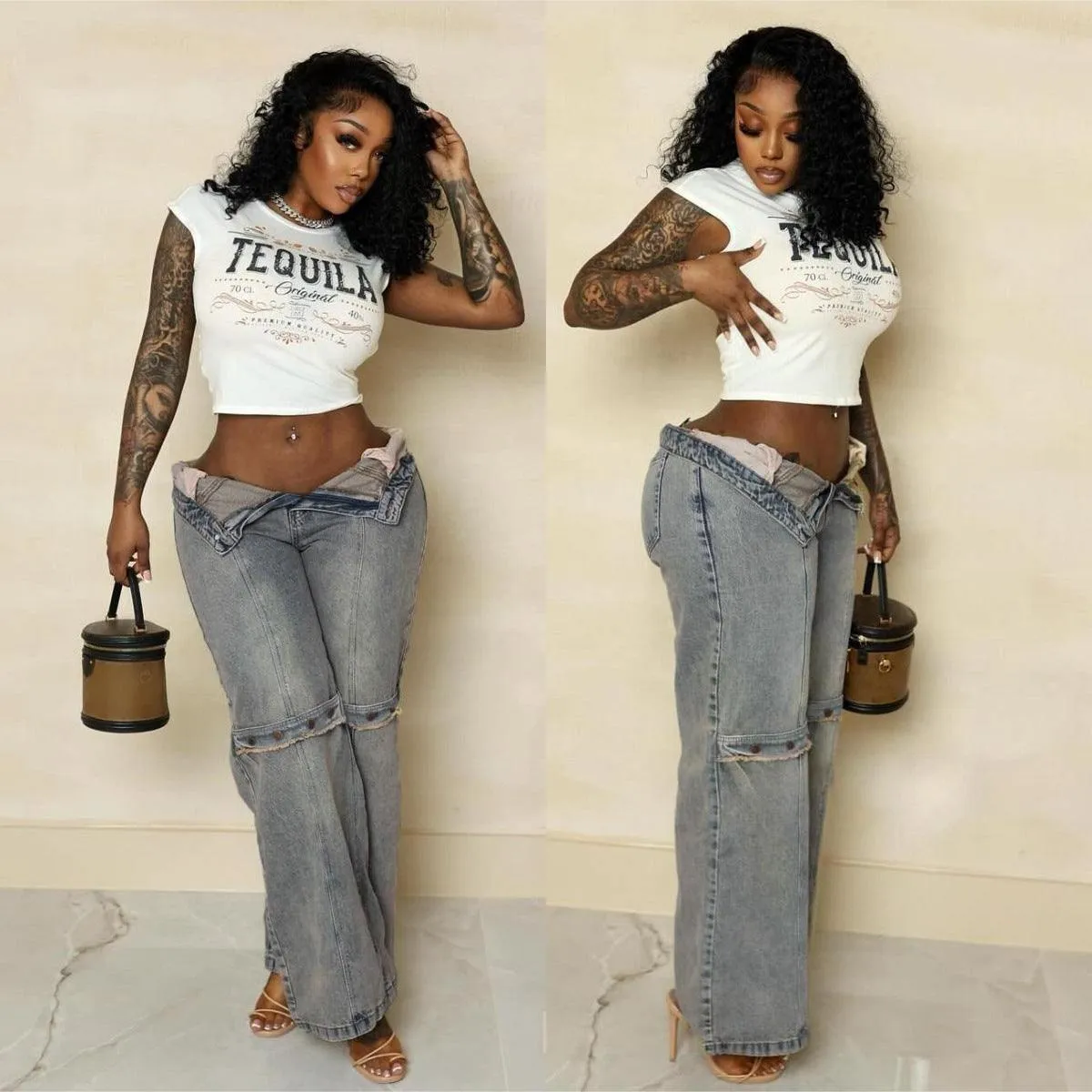 Women Baggy Wide Leg Denim Jeans