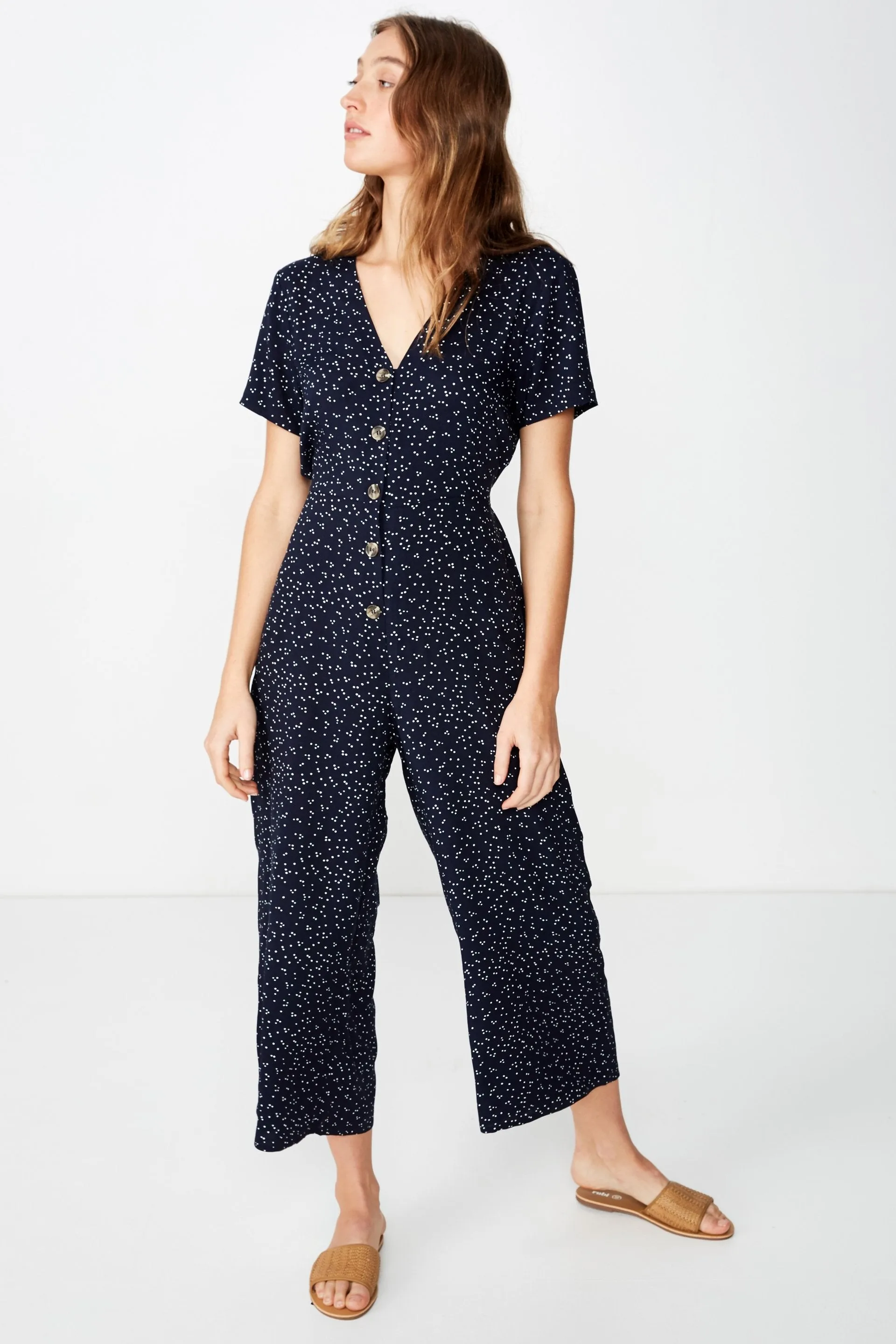 Woven Juniper Short Sleeve Jumpsuit