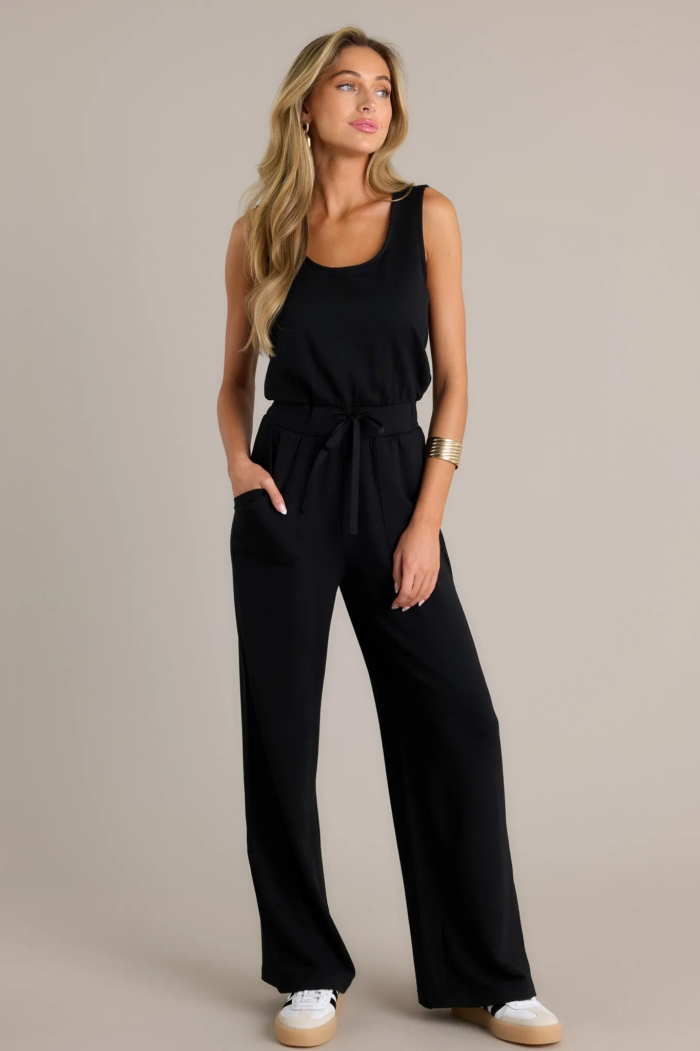 Z Supply Layover Modal Black Fleece Jumpsuit