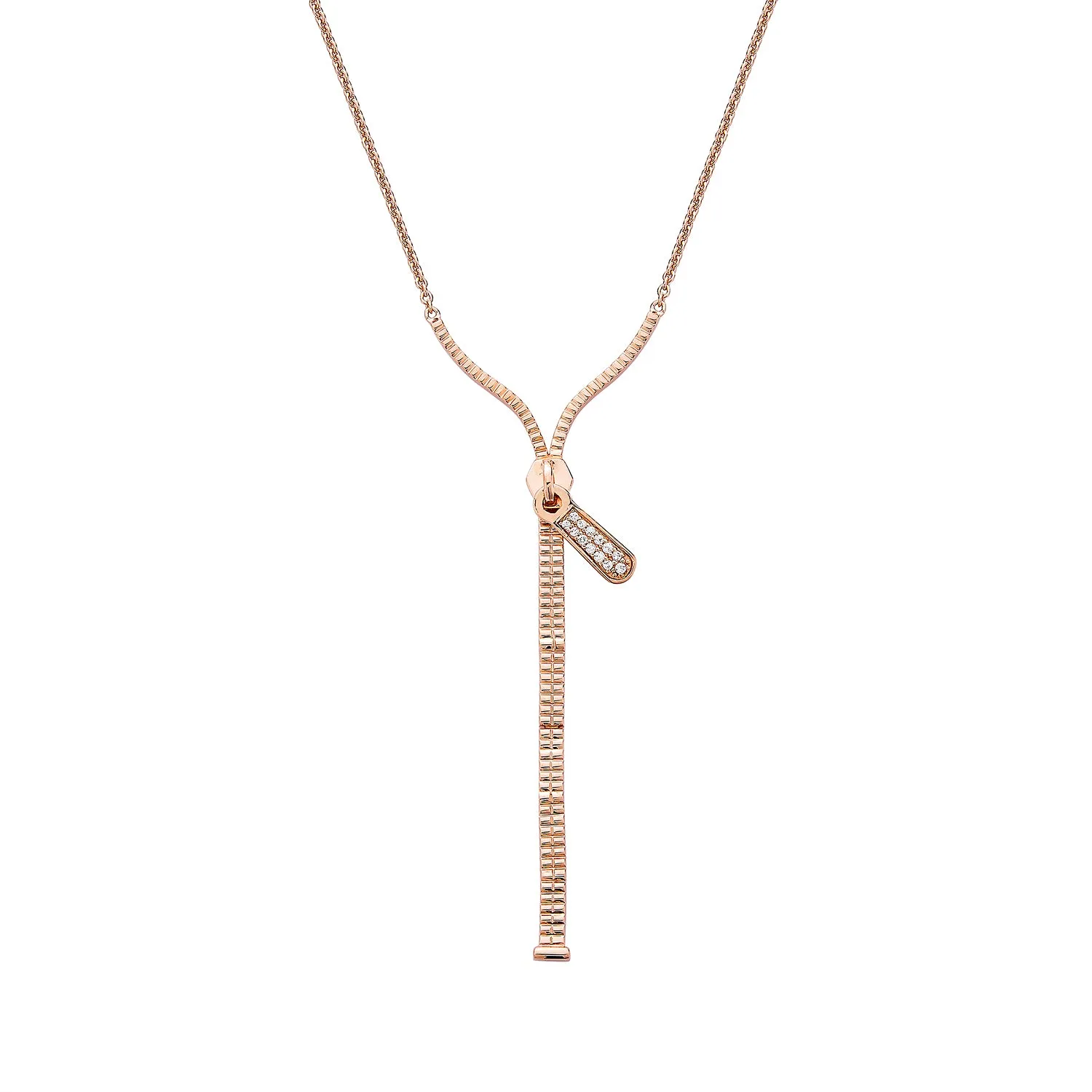 Zip Lariat Necklace - Pinkgold